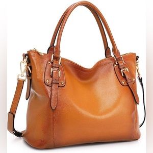 Kattee Genuine Leather Handbag shoulder tote with top handles